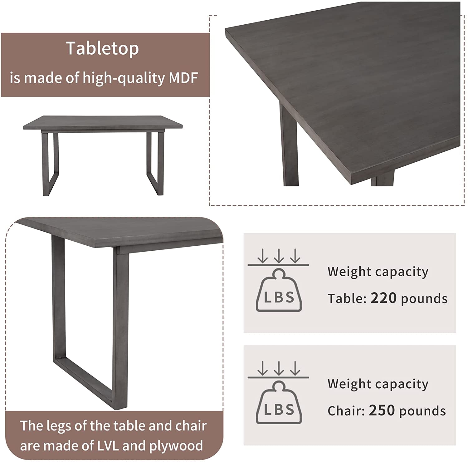 6-Piece Rustic Wood Dining Set-4