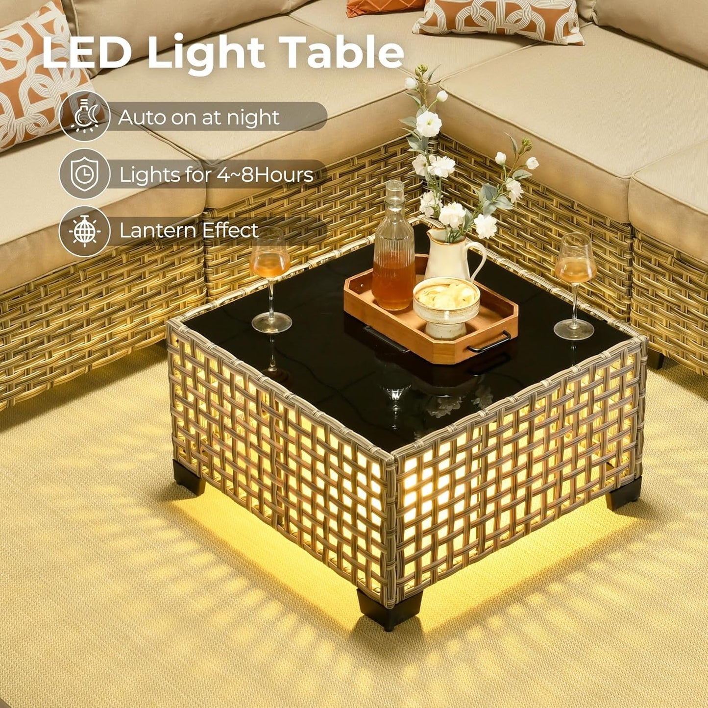 Outdoor Sectional Patio Furniture Set with Fire Pit