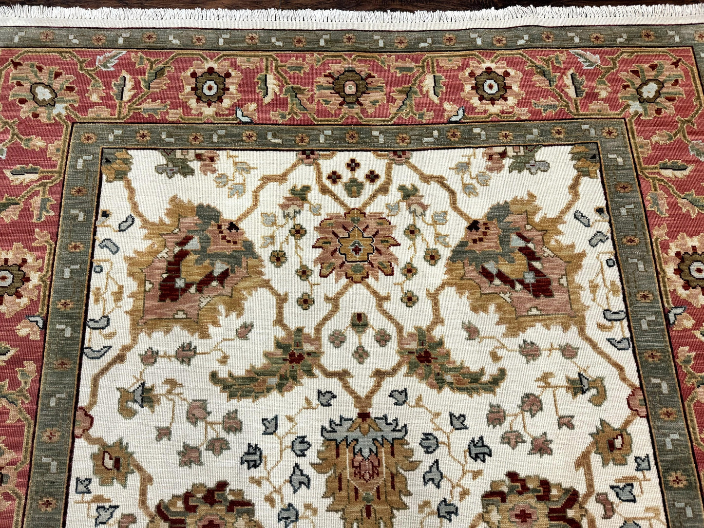Flatweave Soumak Rug 6x9, Nourison Rug, Wool Handmade, Floral, Ivory-2
