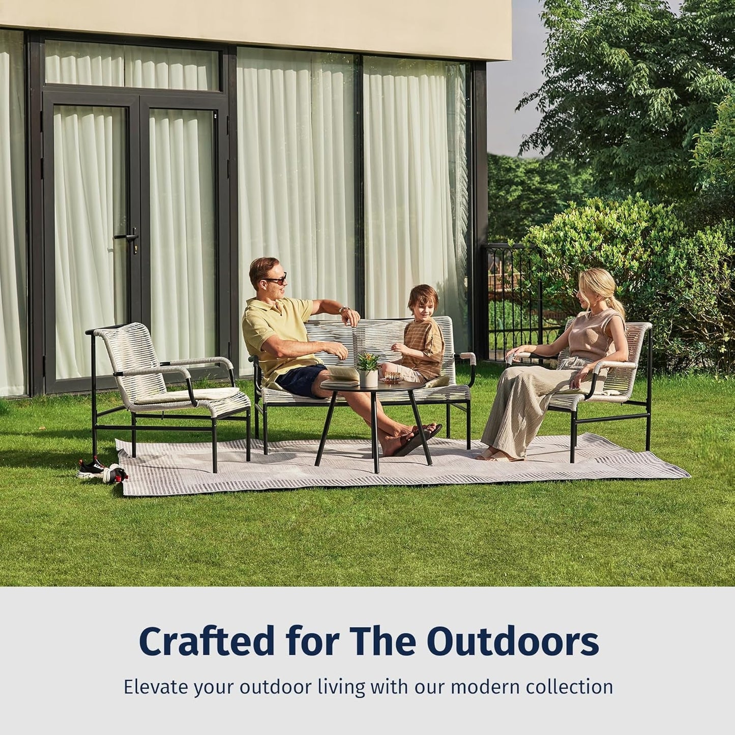 Modern Four Piece Patio Furniture Set for Outdoor Spaces