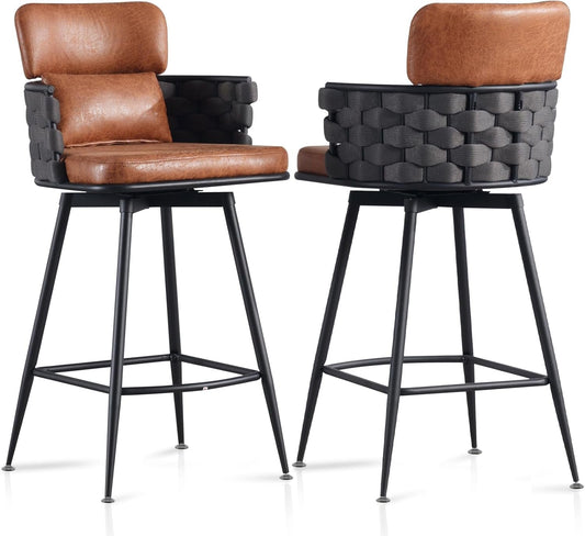 Hand Woven Counter Height Bar Stools Set of Two-0