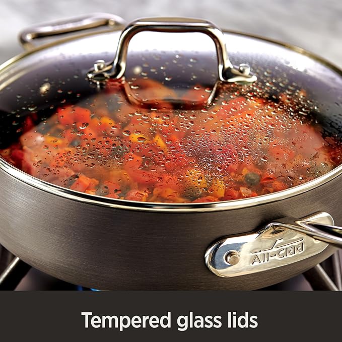 All-Clad HA1 Hard Anodized Non Stick Fry Pan Set 2 Piece, 8, 10 Inch, Induction, Oven Broiler Safe 500F, Pots and Pans Set, Kitchen Frying Pans, Skillets, Premium Cookware, Home, Dishwasher Safe Black