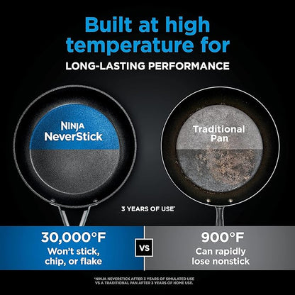 Ninja Pots and Pans Set Non Stick | Comfort Grip 10-Piece Cookware Set with NeverStick | Frying Pan, Sauce Pan With Lid, Stock Pot with Lid, Nonstick, Dishwasher Safe, Oven Safe to 400°F, CW69010