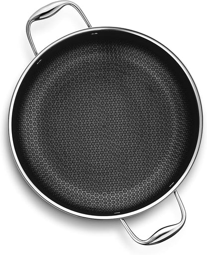 HexClad Hybrid Nonstick 8-Quart Stockpot with Tempered Glass Lid, Stay-Cool Handles, Dishwasher-Friendly, Oven-Safe Up to 900°F, Induction Ready, Compatible with All Cooktops