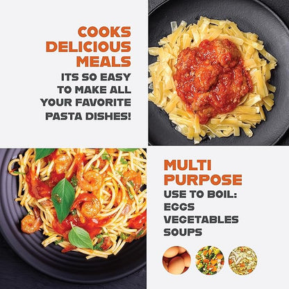 GOTHAM STEEL 5 Qt Ceramic Stock Pot Multipurpose Pasta Pot with Strainer Lid & Twist and           Lock Handles, Nonstick Ceramic for Soup, Spaghetti, Rice, Pots for Kitchen, Dishwasher Safe - Copper