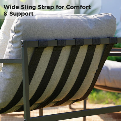 4-Piece Outdoor Furniture Set, Patio Outdoor Sofa with Cushion, Modern Metal Couch with Coffee Table, Outdoor Conversation Set for Porch Deck Balcony Backyard Living Room-2