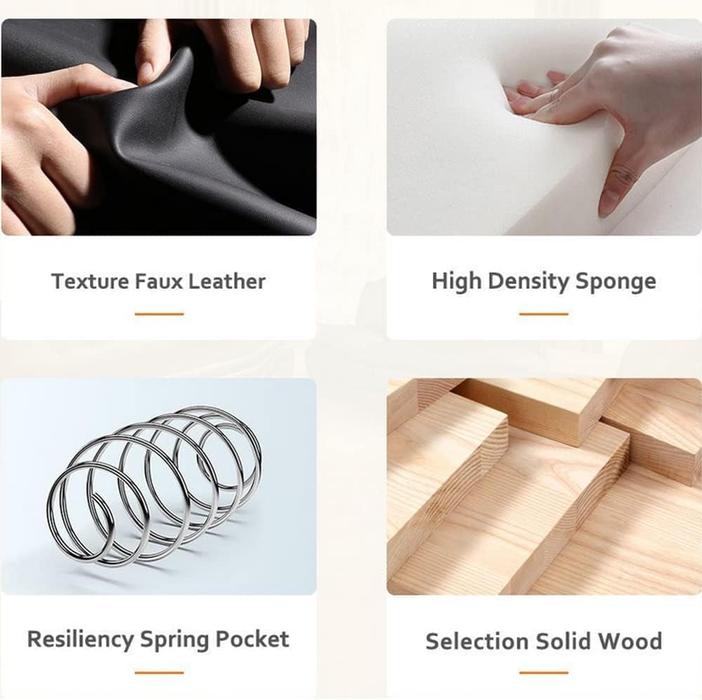 Contemporary Living Room Furniture Set, Faux Leather Sofa Set for Living Room/House/Bedroom/Office/Apartment (Black-B, Loveseat), F45&F46