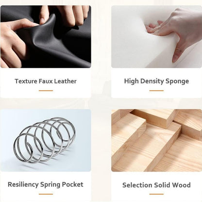 Contemporary Living Room Furniture Set, Faux Leather Sofa Set for Living Room/House/Bedroom/Office/Apartment (Black-B, Loveseat), F45&F46