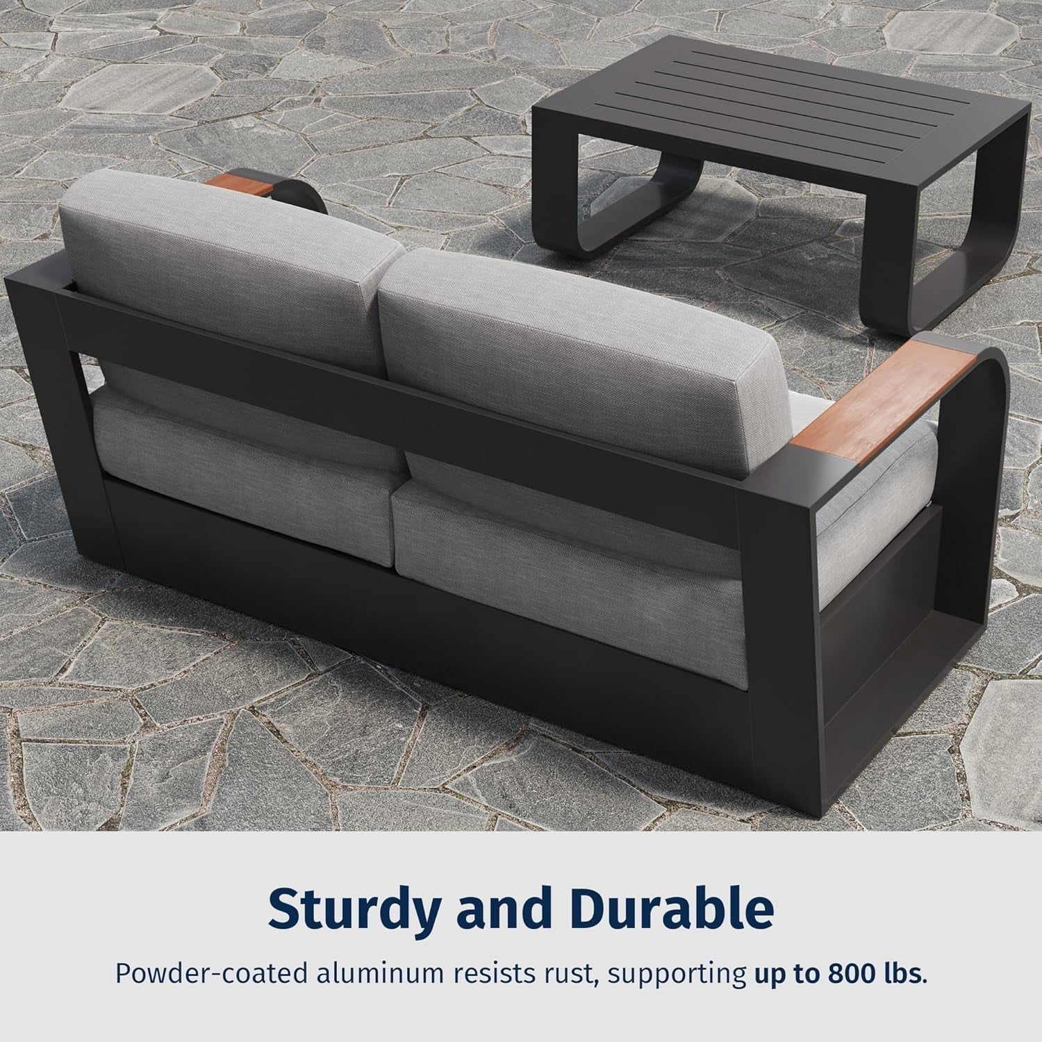 Modern Four Piece Patio Furniture Set with Deep Seating-3