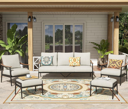 Modern 7 Piece Outdoor Patio Furniture Conversation Set