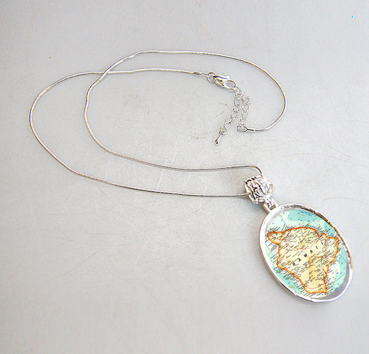 Hawaii Silver-Plated Mother of Pearl Jewelry Pendant Necklace - 44057