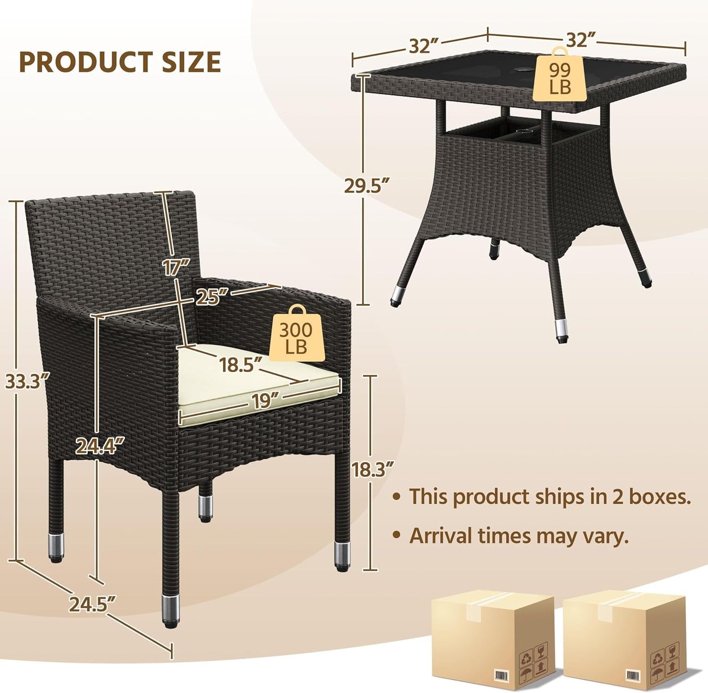 Five Piece Outdoor Rattan Furniture Set with Umbrella