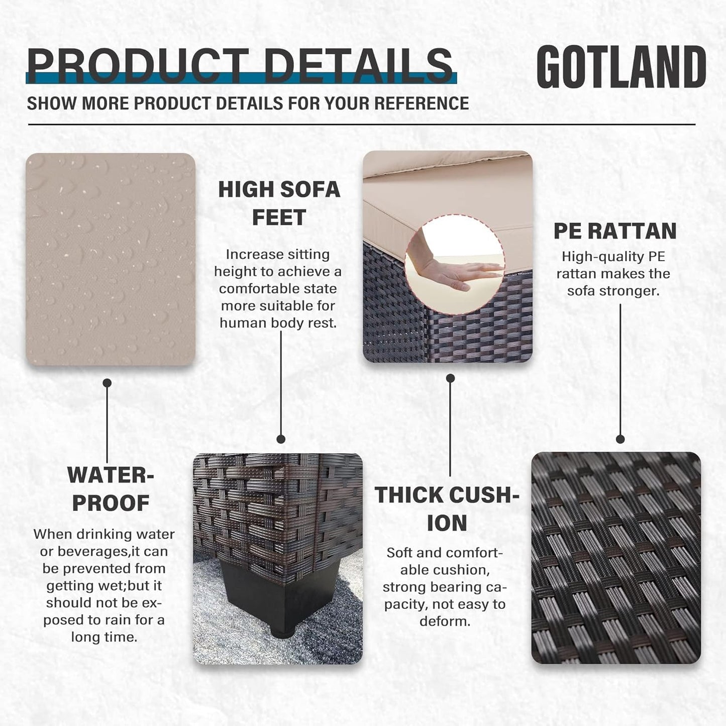 7-Piece Outdoor Patio Furniture Set with Waterproof Cushions