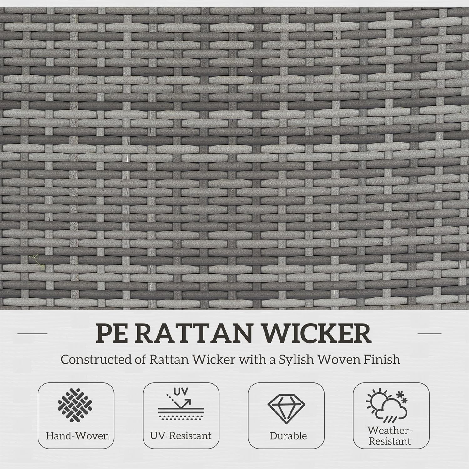 7-Piece Patio Furniture Set, Outdoor Wicker Conversation Set, All Weather PE Rattan Sectional Sofa Set with Cushions and Tempered Glass Top Coffee Table, Pillows, Blue-3