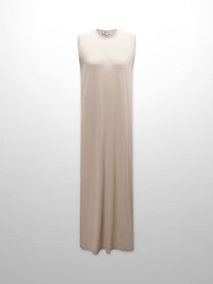 Basic T-Shirt Slip Dress-Tan