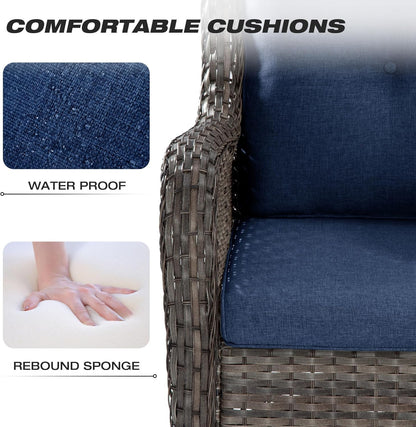 5-Piece Wicker Patio Furniture Set with Cushions-2