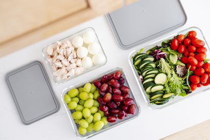 Glass Food Storage Containers - 6 Piece (3 Containers + 3 Lids) Rectangular Nesting Space-Saving Set-3