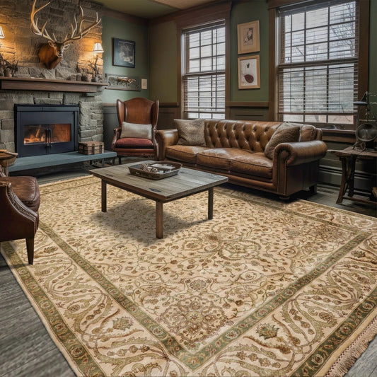 6'2" x 8'10" Hand Knotted 100% Silk Traditional 250 KPSI Oriental Area Rug Beige-0