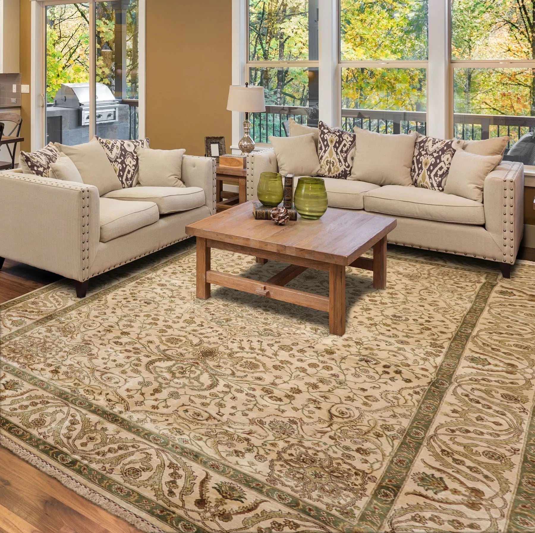 6'2" x 8'10" Hand Knotted 100% Silk Traditional 250 KPSI Oriental Area Rug Beige-1