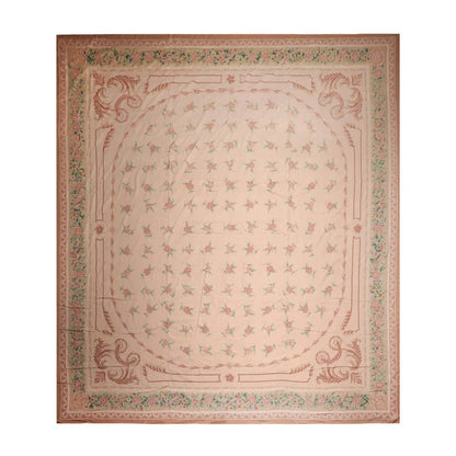 16'3''x18'6'' Hand Knotted Needlepoint 100% Wool French Aubusson Traditional Oriental Area Rug Blush, Peach Color-2