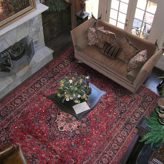 10'9"x16'5" Palace Burgundy Hand Knotted 100% Wool Mashad Traditional 200 KPSI Oriental Area Rug-0