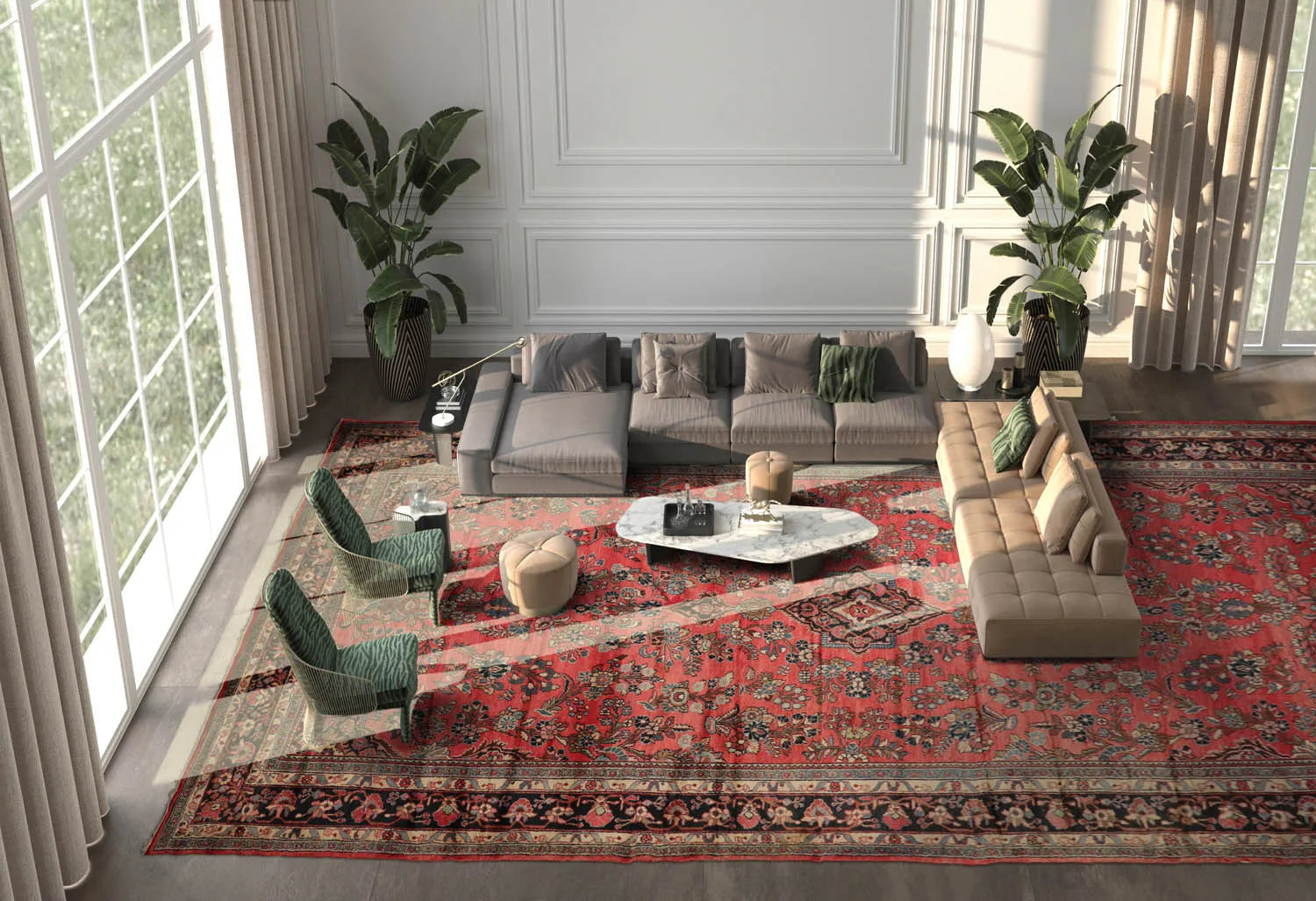 9' 6''x25' Palace Rose, Charcoal Hand Knotted 100% Wool Lilihaan Traditional Oriental Area Rug-0