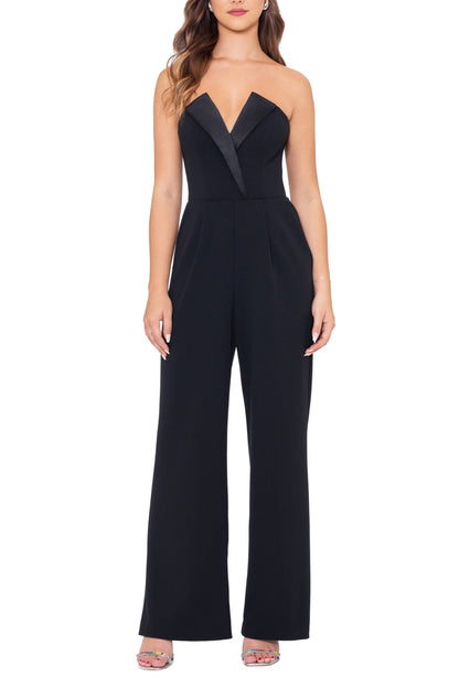 Betsy and Adam Tasha Strapless Back Zipper Side Pockets Tuxedo Jumpsuit-0