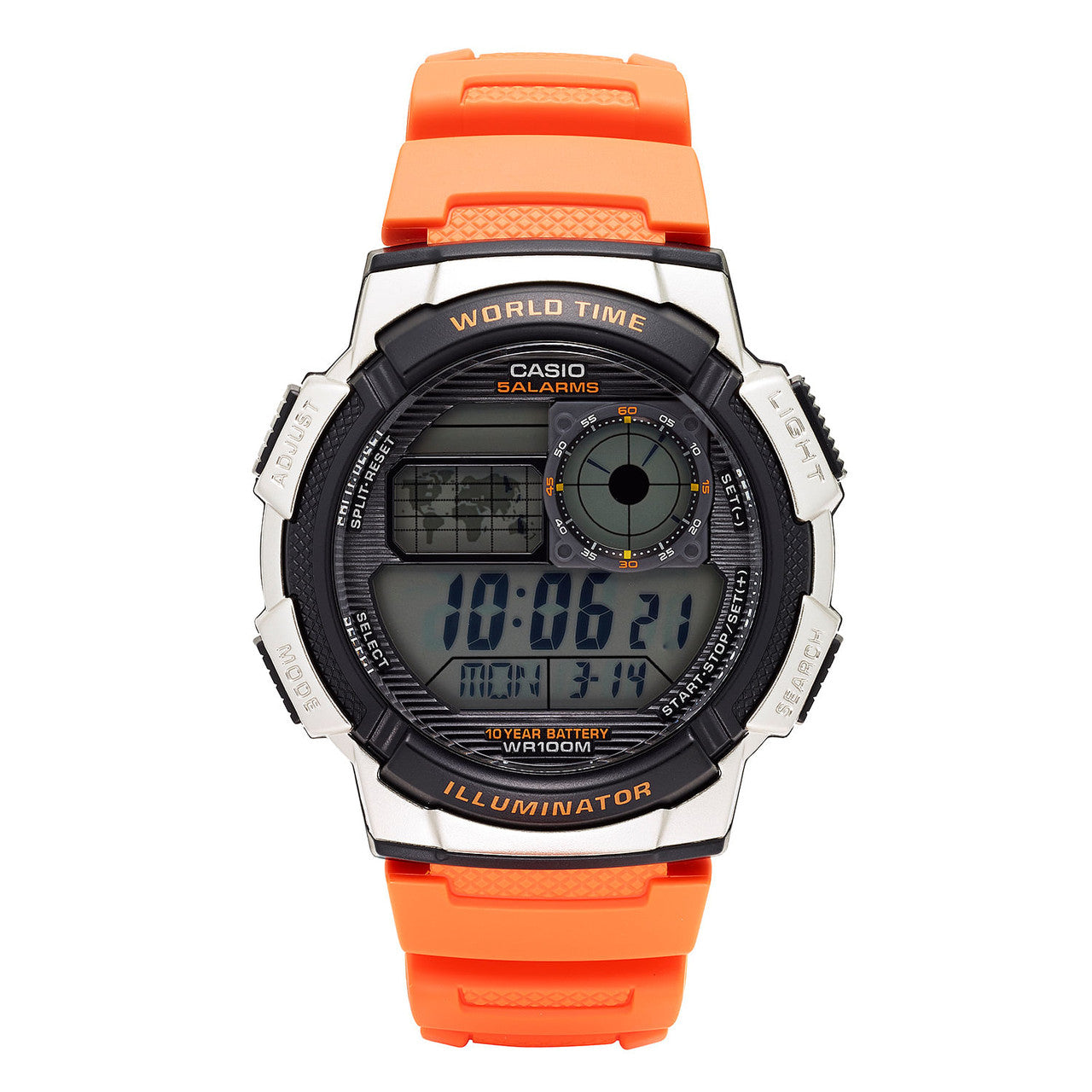 Casio Men's '10-Year Battery' Quartz Resin Casual Watch, Color Orange (Model: AE-1000W-4BVCF)-0