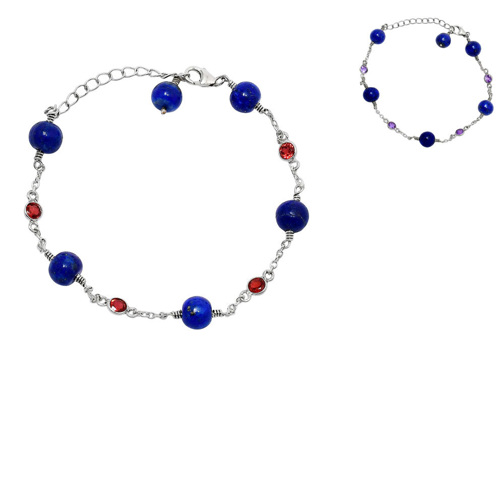 Natural Lapis Lazuli 925 Silver Adjustable Bracelet Jewelry B-1048 AGB1002