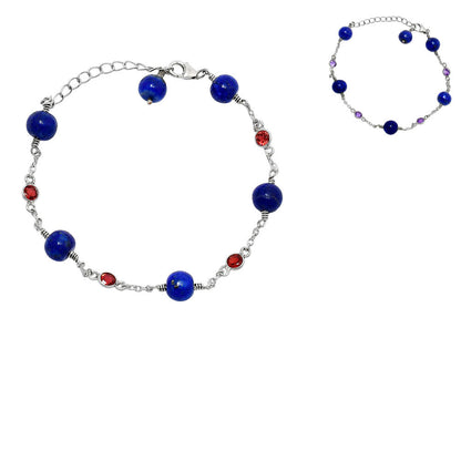 Natural Lapis Lazuli 925 Silver Adjustable Bracelet Jewelry B-1048 AGB1002