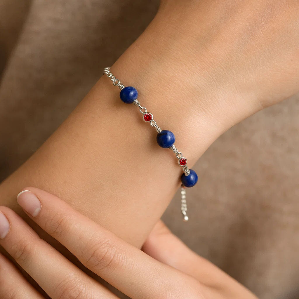 Natural Lapis Lazuli 925 Silver Adjustable Bracelet Jewelry B-1048 AGB1002