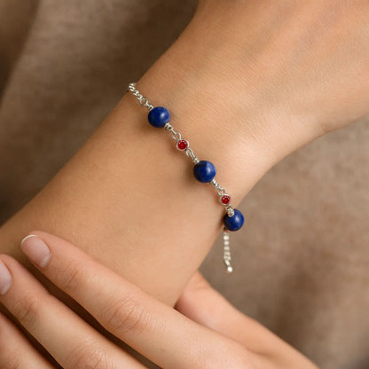 Natural Lapis Lazuli 925 Silver Adjustable Bracelet Jewelry B-1048 AGB1002