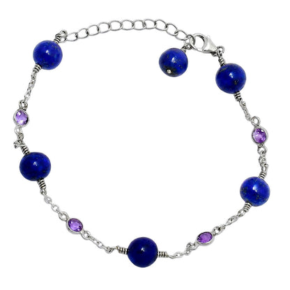 Natural Lapis Lazuli 925 Silver Adjustable Bracelet Jewelry B-1048 AGB1002