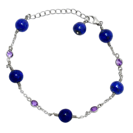 Natural Lapis Lazuli 925 Silver Adjustable Bracelet Jewelry B-1048 AGB1002