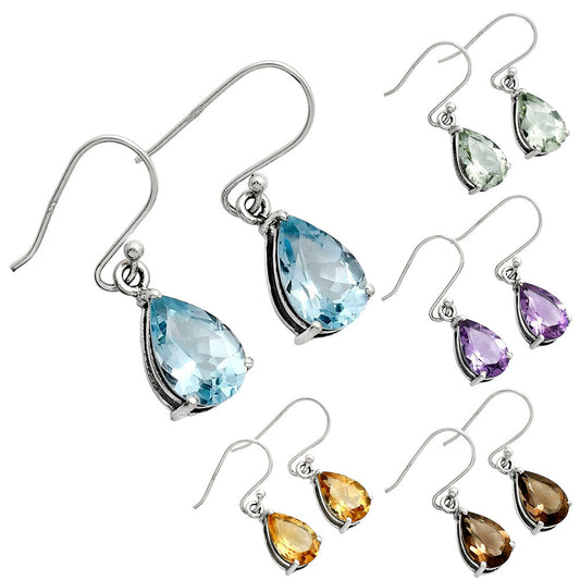 Natural Gemstones Pear Shape 925 Sterling Silver Earrings Jewelry E-1021 AGE1001-0