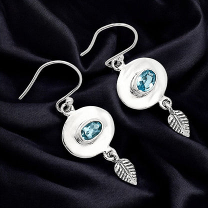 Natural Gemstones Oval Shape 925 Sterling Silver Earrings Jewelry E-1230 AGE1007