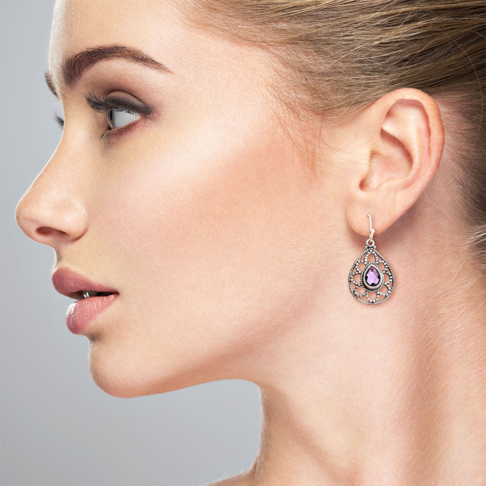 Natural Gemstones Pear Shape 925 Sterling Silver Earrings Jewelry E-1251 AGE1010