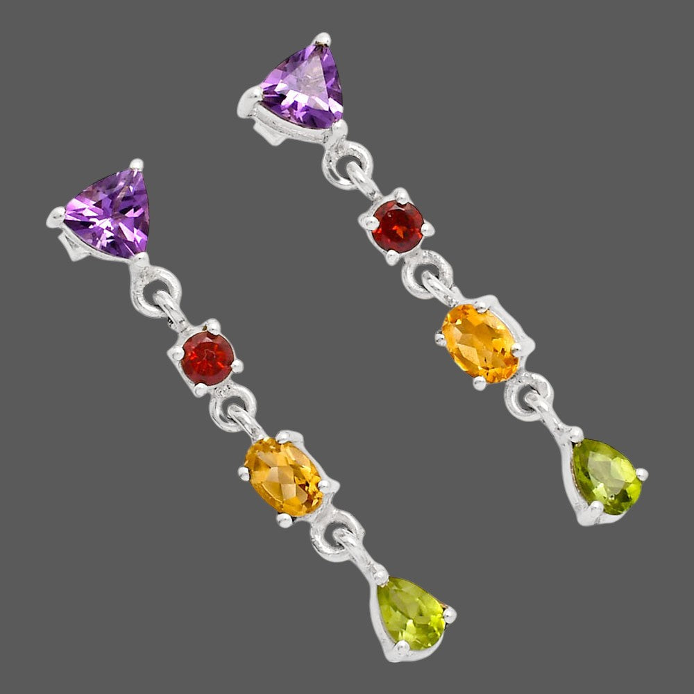 Natural Gemstones Oval Shape 925 Sterling Silver Earrings Jewelry E-1061 AGE1013