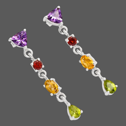 Natural Gemstones Oval Shape 925 Sterling Silver Earrings Jewelry E-1061 AGE1013