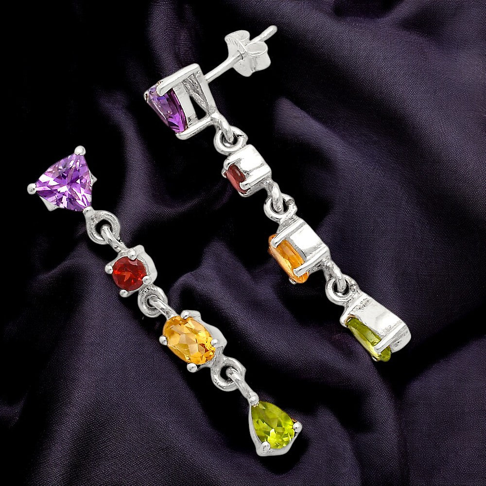 Natural Gemstones Oval Shape 925 Sterling Silver Earrings Jewelry E-1061 AGE1013