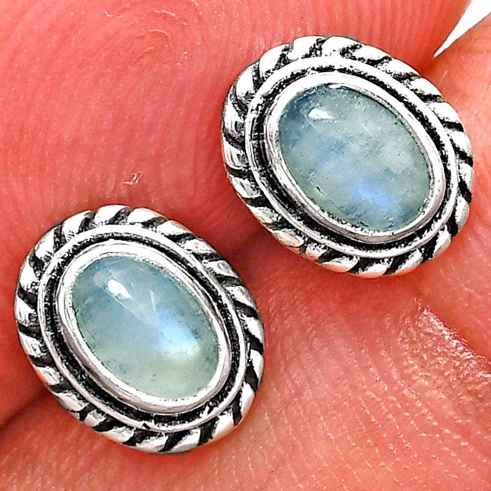 Natural Gemstones Oval Shape 925 Sterling Silver Earrings Jewelry E-1245 AGE1016-7