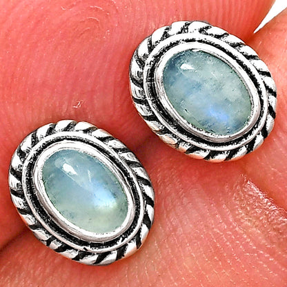 Natural Gemstones Oval Shape 925 Sterling Silver Earrings Jewelry E-1245 AGE1016-7