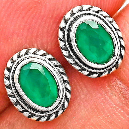 Natural Gemstones Oval Shape 925 Sterling Silver Earrings Jewelry E-1245 AGE1016-8
