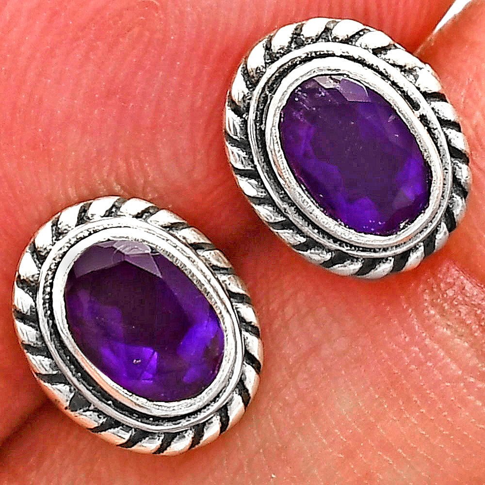 Natural Gemstones Oval Shape 925 Sterling Silver Earrings Jewelry E-1245 AGE1016-10