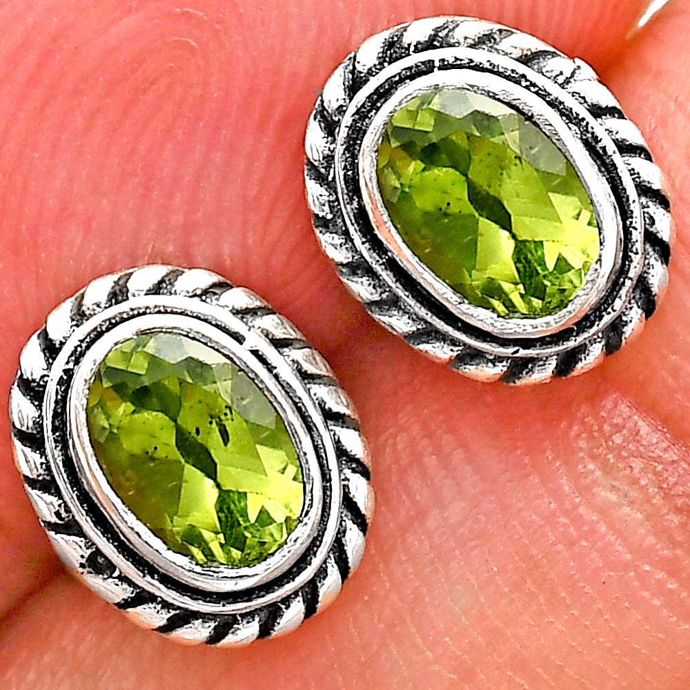 Natural Gemstones Oval Shape 925 Sterling Silver Earrings Jewelry E-1245 AGE1016-11