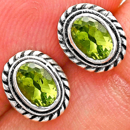 Natural Gemstones Oval Shape 925 Sterling Silver Earrings Jewelry E-1245 AGE1016-11