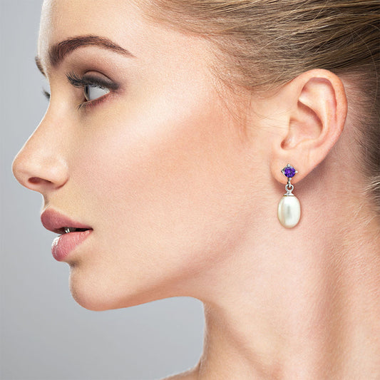 Natural Gemstones Drop Shape 925 Sterling Silver Earrings Jewelry E-1062 AGE1022