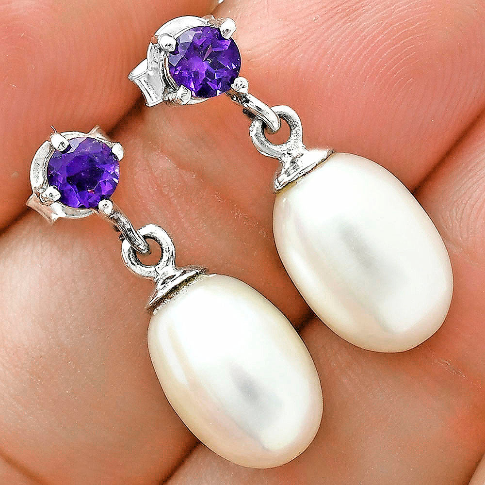 Natural Gemstones Drop Shape 925 Sterling Silver Earrings Jewelry E-1062 AGE1022