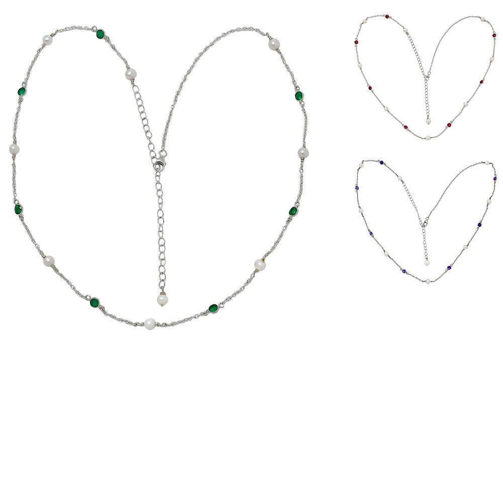 Natural Fresh Water Pearl 925 Sterling Silver Necklace Jewelry N-1029 AGN1001