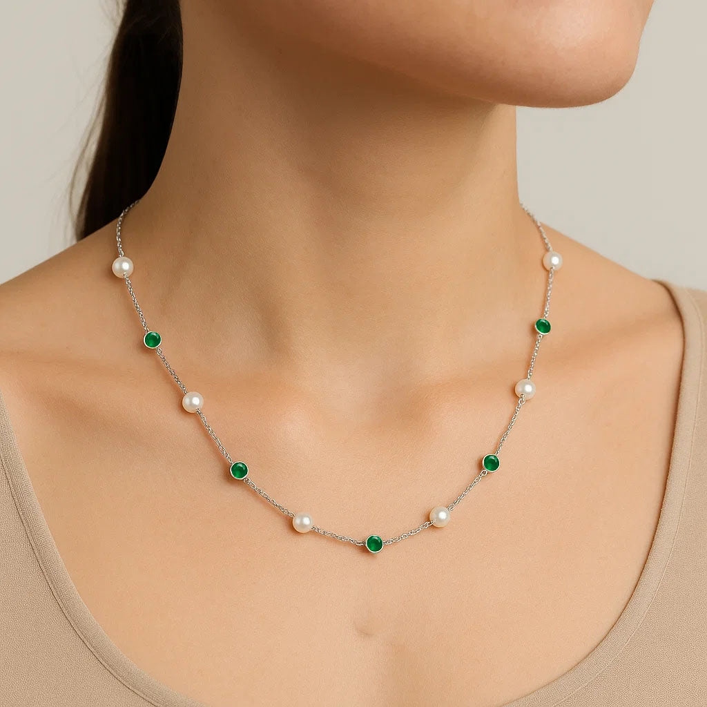 Natural Fresh Water Pearl 925 Sterling Silver Necklace Jewelry N-1029 AGN1001